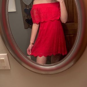hot pink off the shoulder summer dress